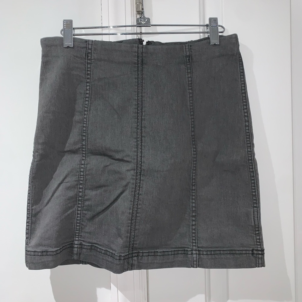 Grey gray free people Modern Femme Denim skirt